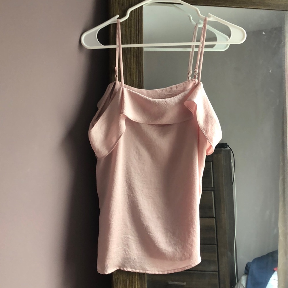 silky pink off the shoulder blouse